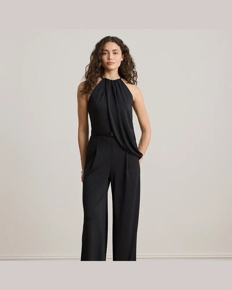 Ralph Lauren Neckholder-Jumpsuit aus Stretchjersey Black