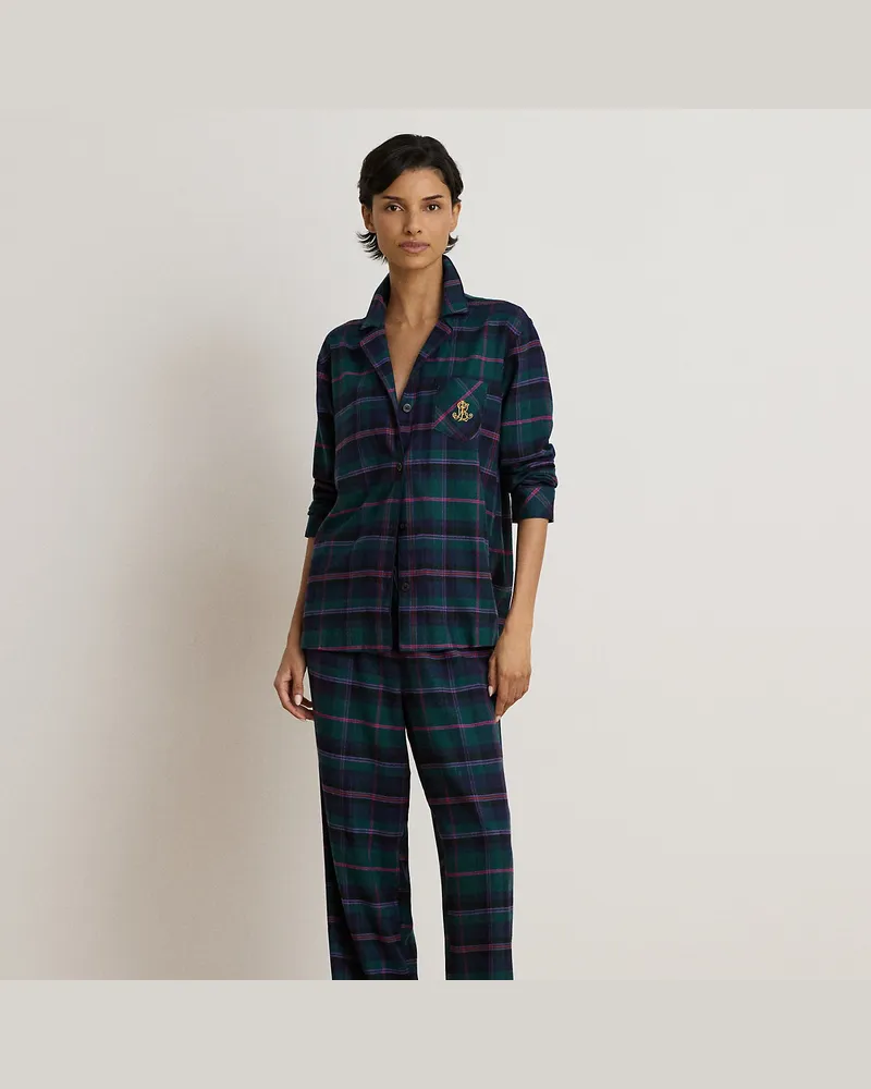 Ralph Lauren Karierter Pyjama aus angerautem Twill Green