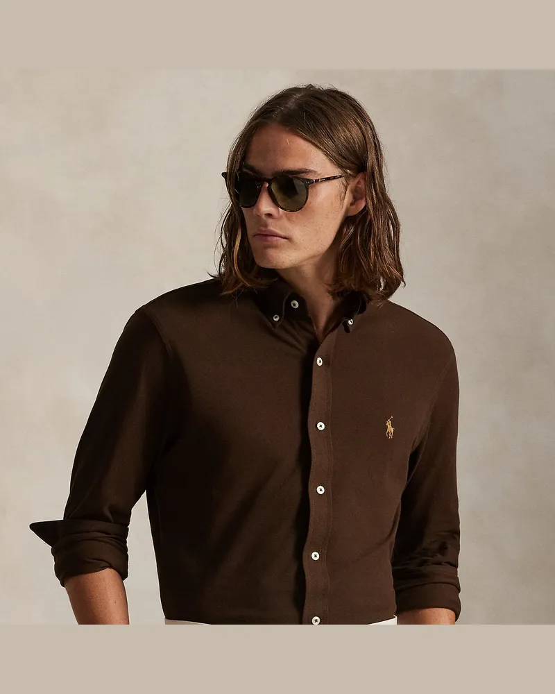 Ralph Lauren Featherweight Piqué-Hemd Brown
