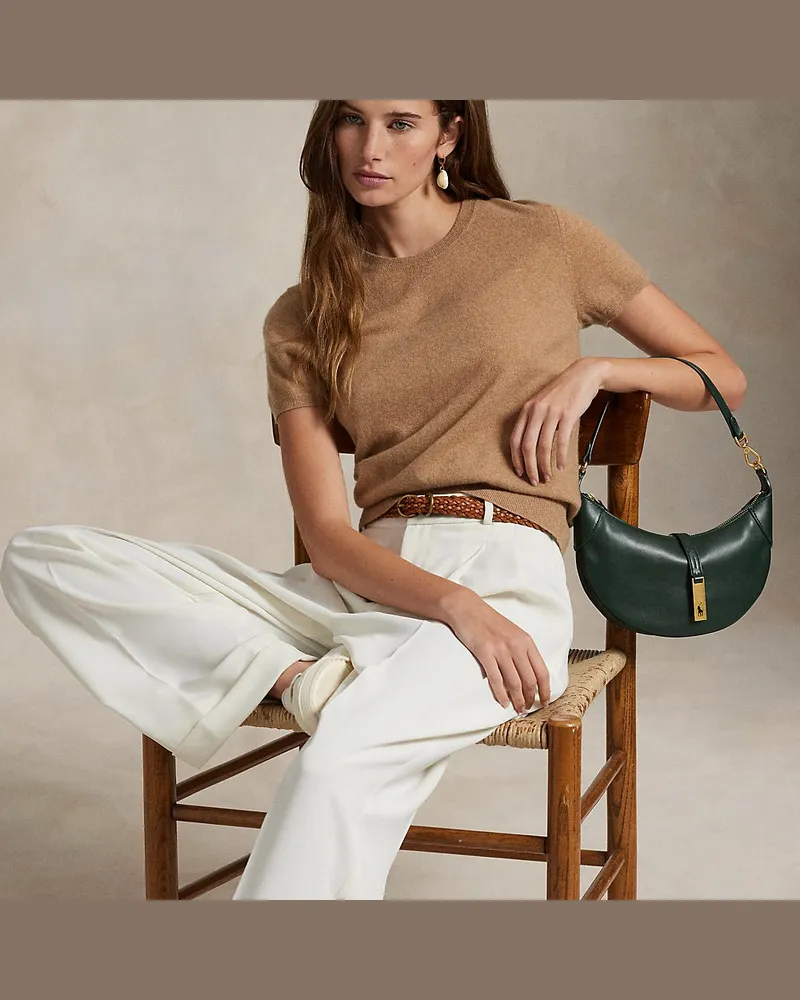 Ralph Lauren Mini-Schultertasche Polo ID aus Kalbsleder Green