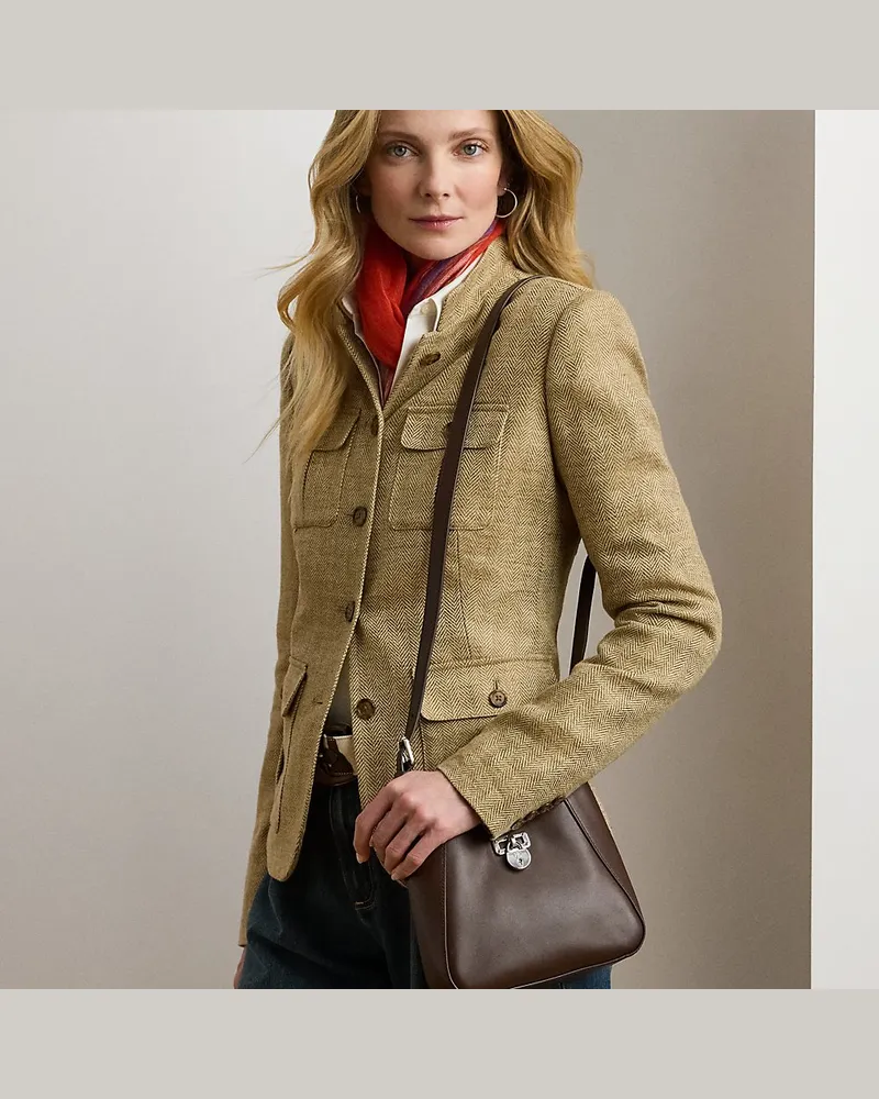 Ralph Lauren Kleine Schultertasche Tanner aus Leder Brown