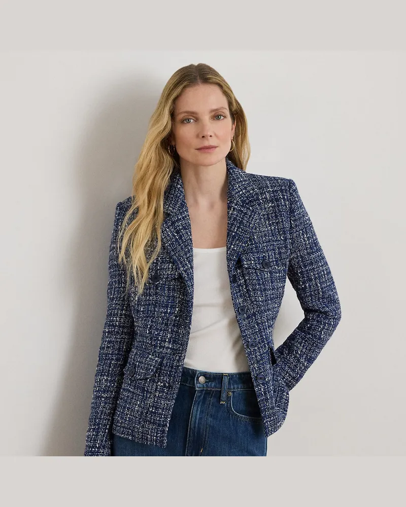 Ralph Lauren Bouclé-Blazer aus Baumwollmischung Blue