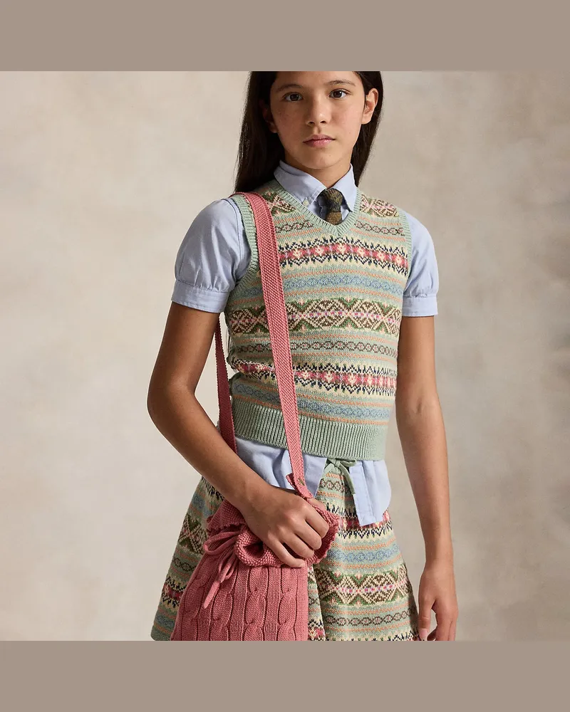 Ralph Lauren Tunnelzug-Beuteltasche mit Zopfmuster Pink