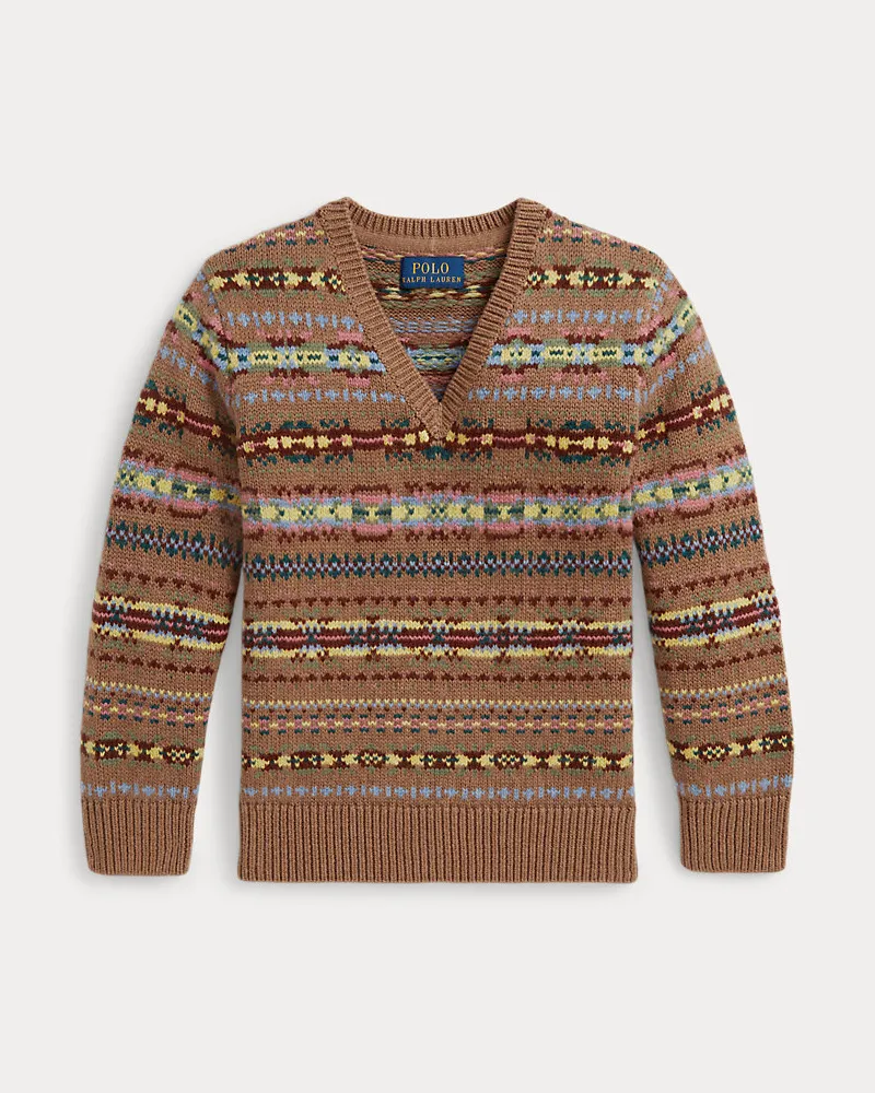 Ralph Lauren Fair-Isle-Pullover mit V-Ausschnitt Tan