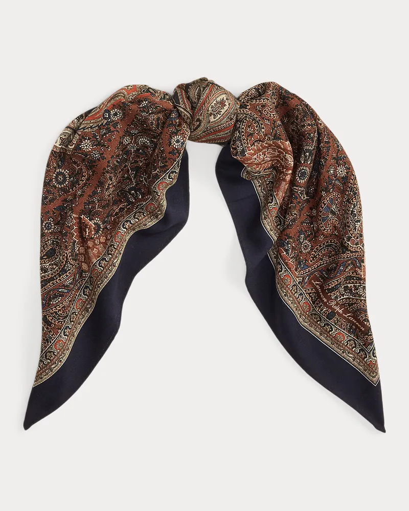 Ralph Lauren Quadratisches Paisley-Wolltuch Brown