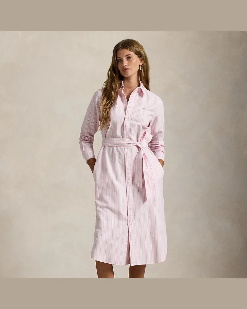 Ralph Lauren Gestreiftes Oxford-Hemdkleid mit Gürtel Multi