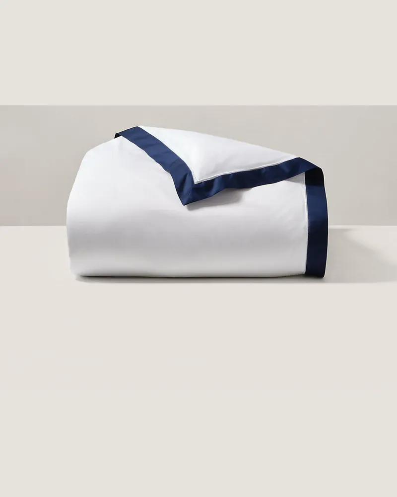 Ralph Lauren Home Bettbezug aus Baumwollatlas mit Bordüre Blue