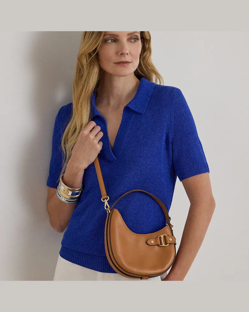 Ralph Lauren Kleine Umhängetasche Tasha aus Leder Brown