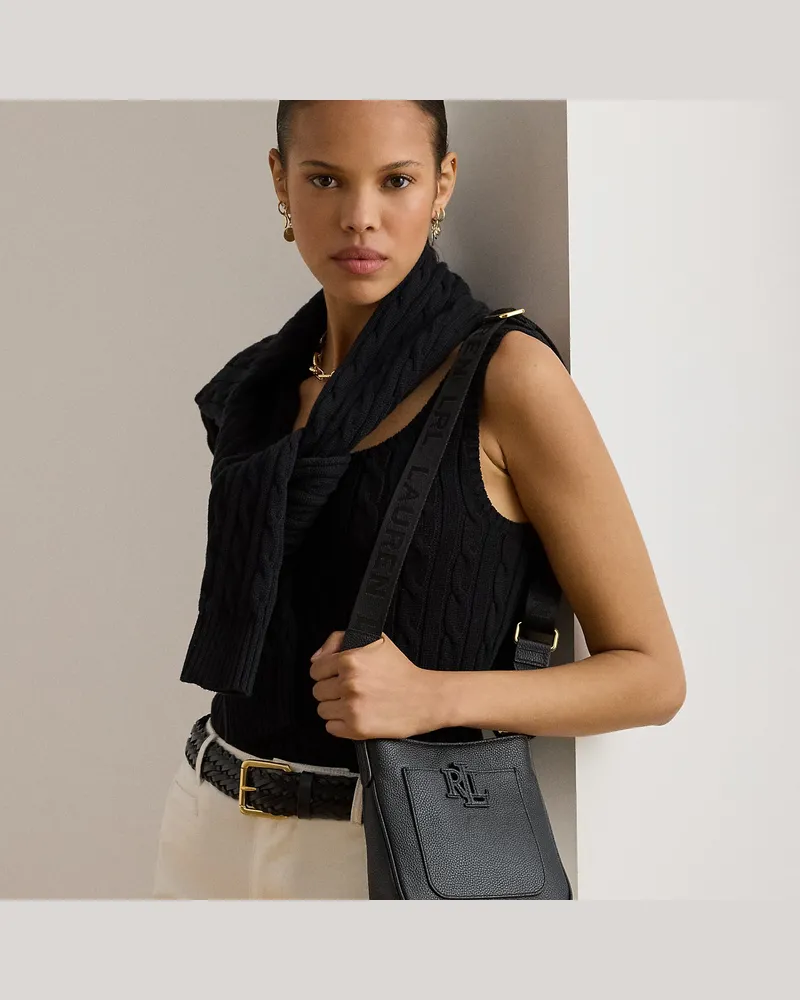 Ralph Lauren Kleine Narbenleder-Umhängetasche Cameryn Black