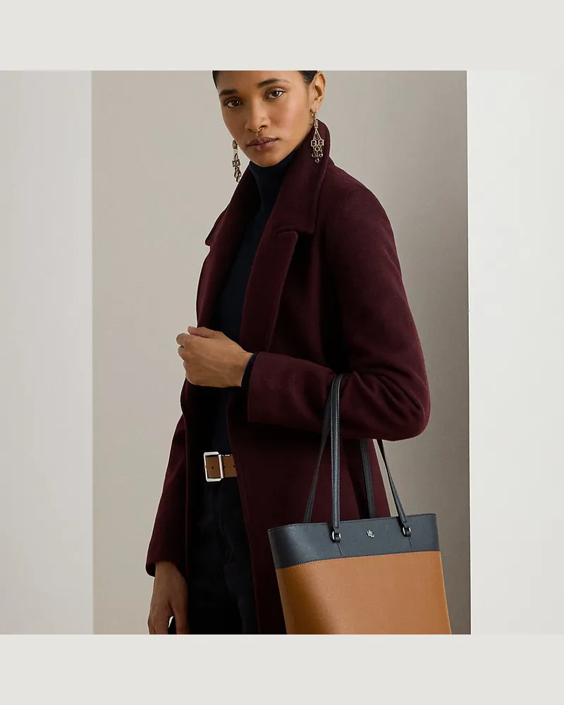 Ralph Lauren Mittelgroße Ledertragetasche Karly Brown
