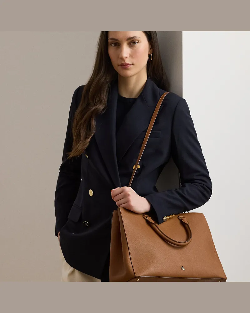 Ralph Lauren Große Tasche Hanna aus Schraffurleder Tan