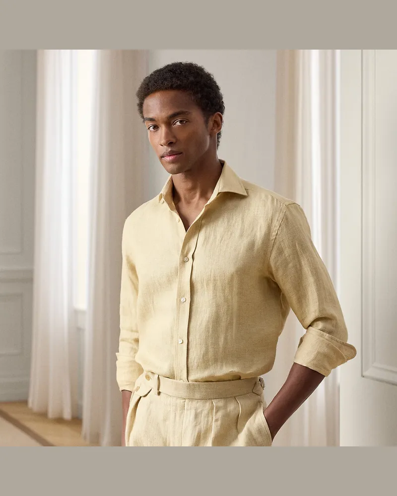 Ralph Lauren Strukturiertes Leinenhemd Tan