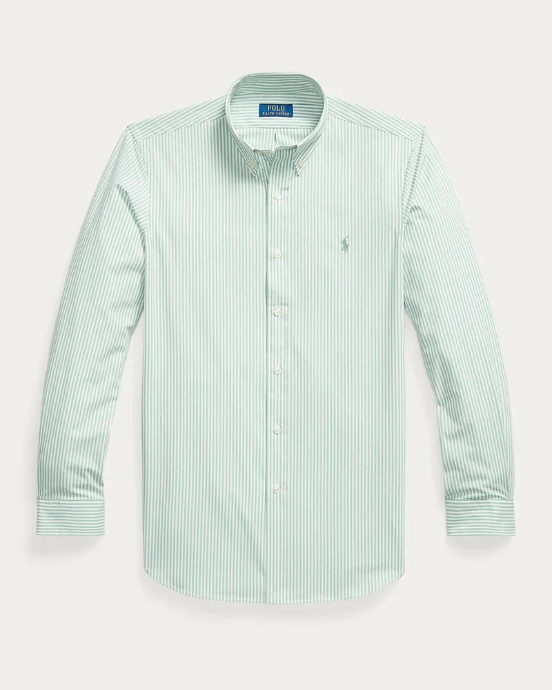 Ralph Lauren Gestreiftes Custom-Fit Hemd aus Popeline Green