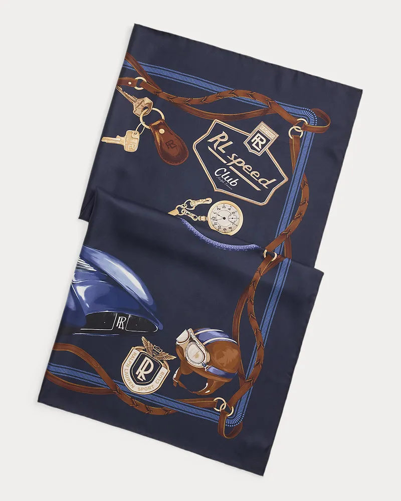 Ralph Lauren Seidentuch mit Automobil-Druck Multi