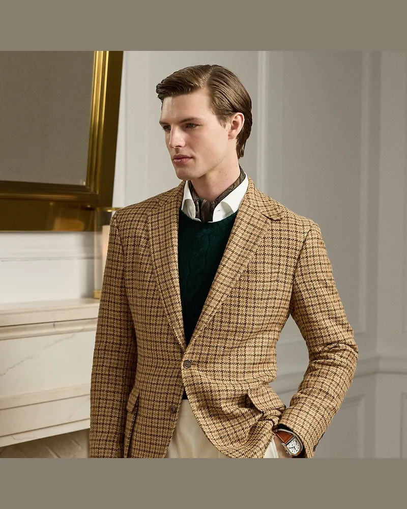 Ralph Lauren Handgeschneidertes kariertes Sakko Kent Brown