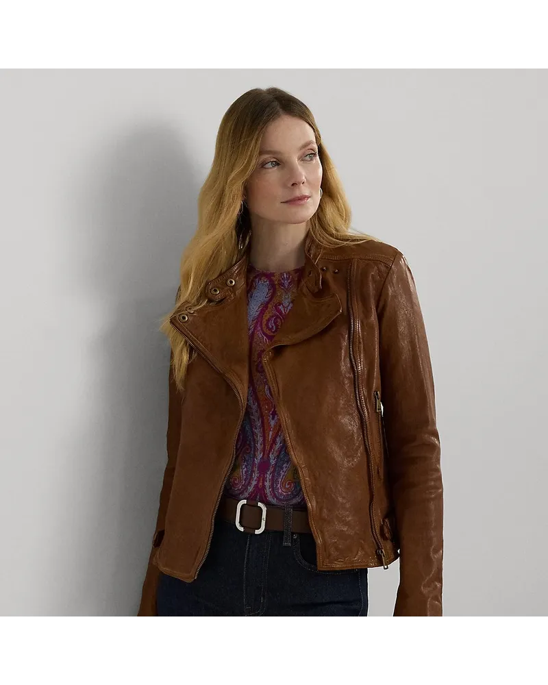 Ralph Lauren Bikerjacke aus Leder Brown