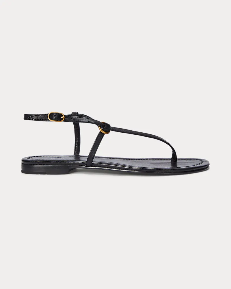 Ralph Lauren Ledersandale mit O-Ring Black