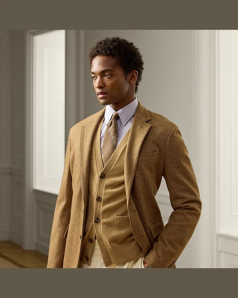Ralph Lauren Handgeschneiderte Fischgratjacke Hadley Tan