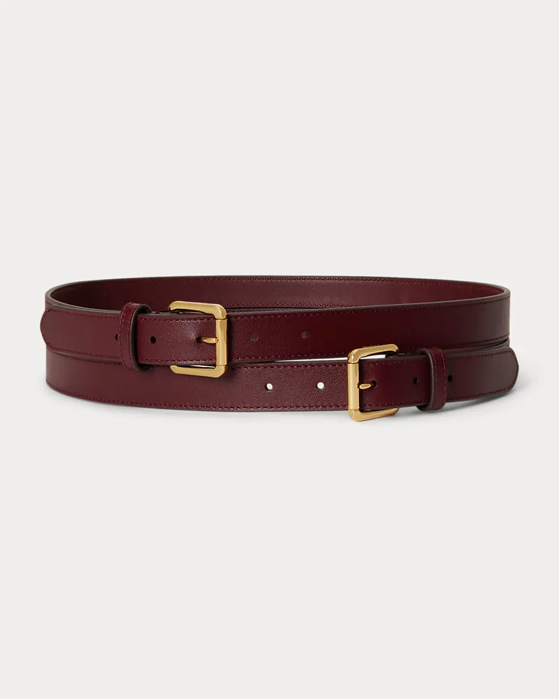 Ralph Lauren Breiter Ledergürtel mit Doppelschnalle Red