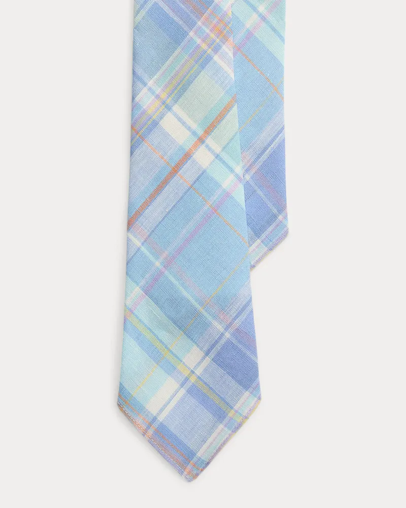 Ralph Lauren Karierte Vintage-Leinenkrawatte Blue