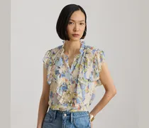 Geblümte Georgette-Bluse mit Rüschen