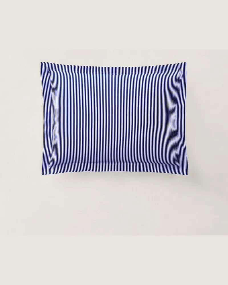 Ralph Lauren Home Baumwoll-Dekokissenbezug Shirting Stripe Blue