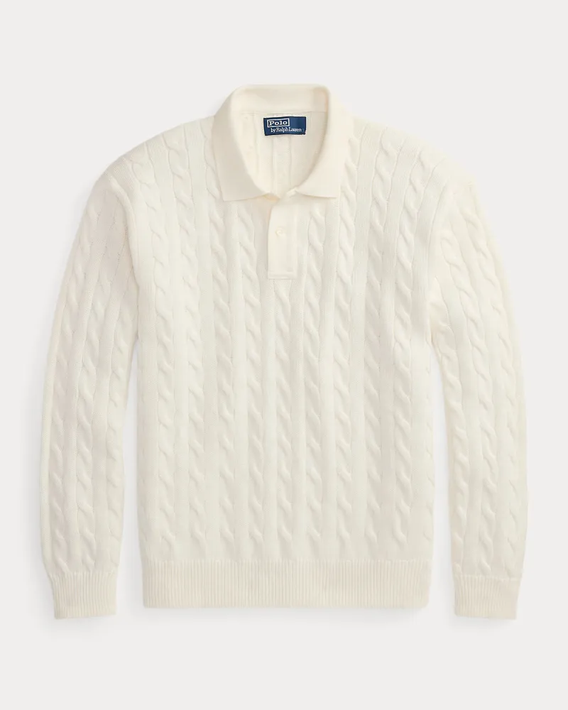 Ralph Lauren Relaxed-Fit Zopfmuster-Baumwollpullover White
