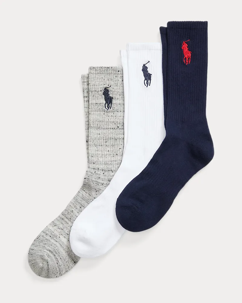 Ralph Lauren 3er-Pack Crew-Socken mit Big Pony Blue
