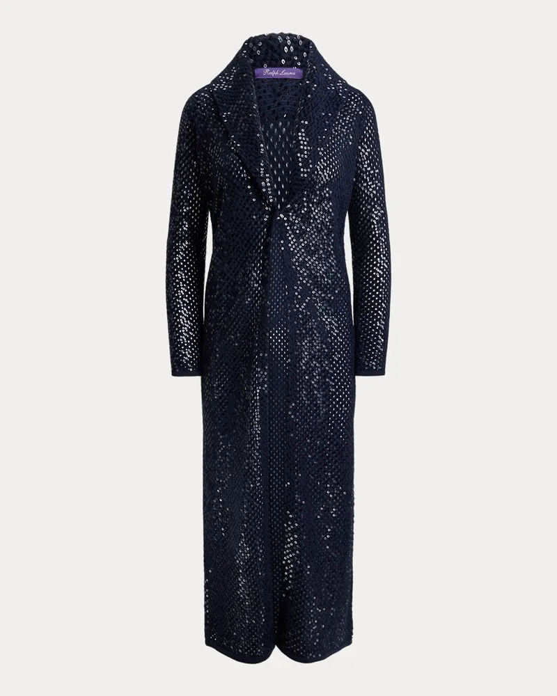 Ralph Lauren Lange Kaschmirstrickjacke mit Verzierung Blue