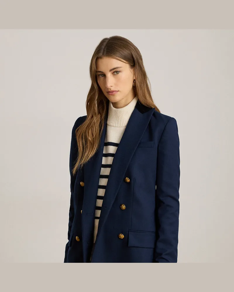 Ralph Lauren Zweireihiger Blazer aus Wolltwill Blue