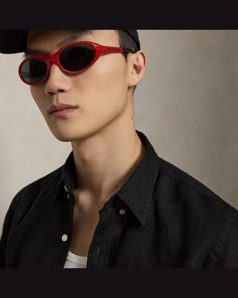 Ralph Lauren Ovale Sonnenbrille Polo Sport Red