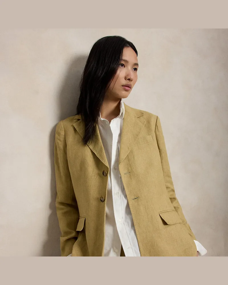 Ralph Lauren Einreihiger Blazer aus Délavé-Leinen Tan