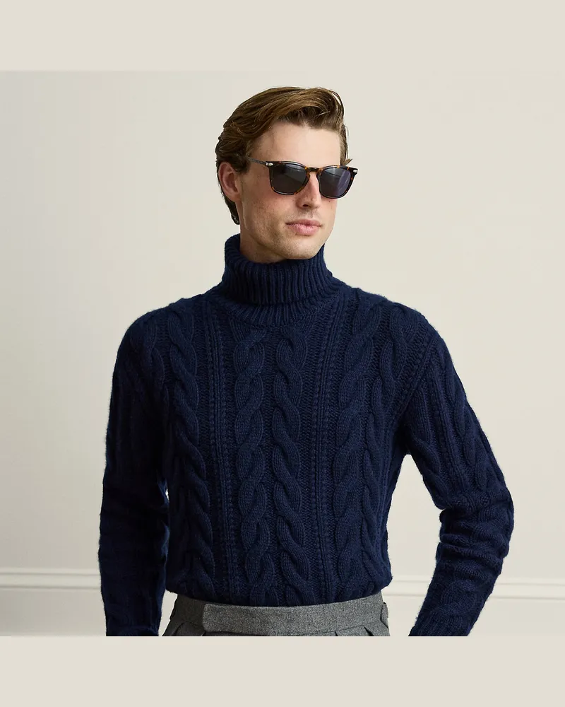Ralph Lauren Rollkragenpullover mit Zopfmuster Blue