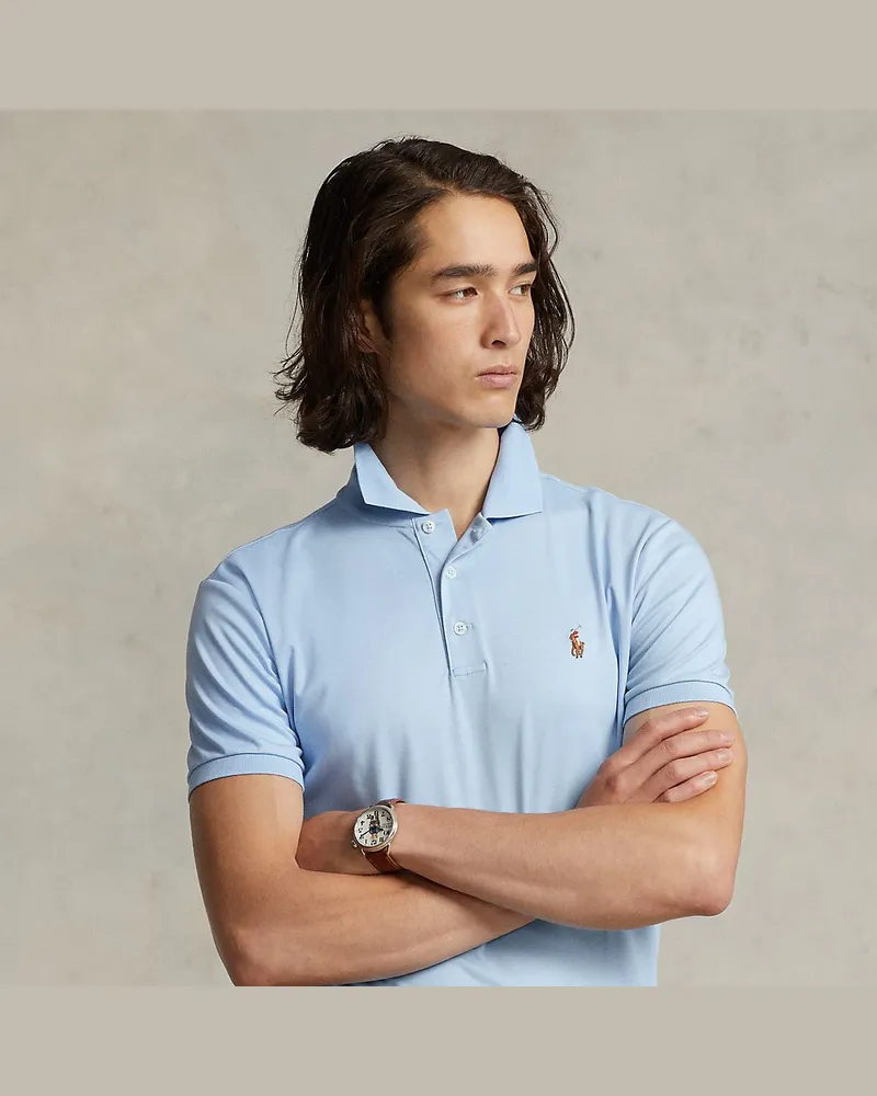 Ralph Lauren Custom-Slim-Fit Baumwoll-Poloshirt Blue