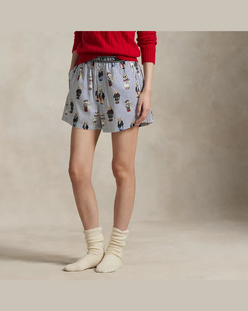 Ralph Lauren Gestreifte Boxershorts mit Polo Bear Blue