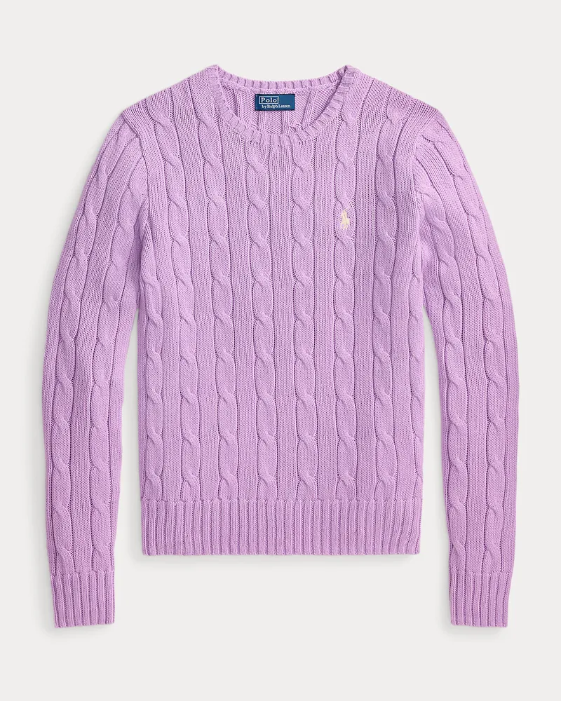 Ralph Lauren Baumwoll-Rundhalspullover mit Zopfmuster Purple