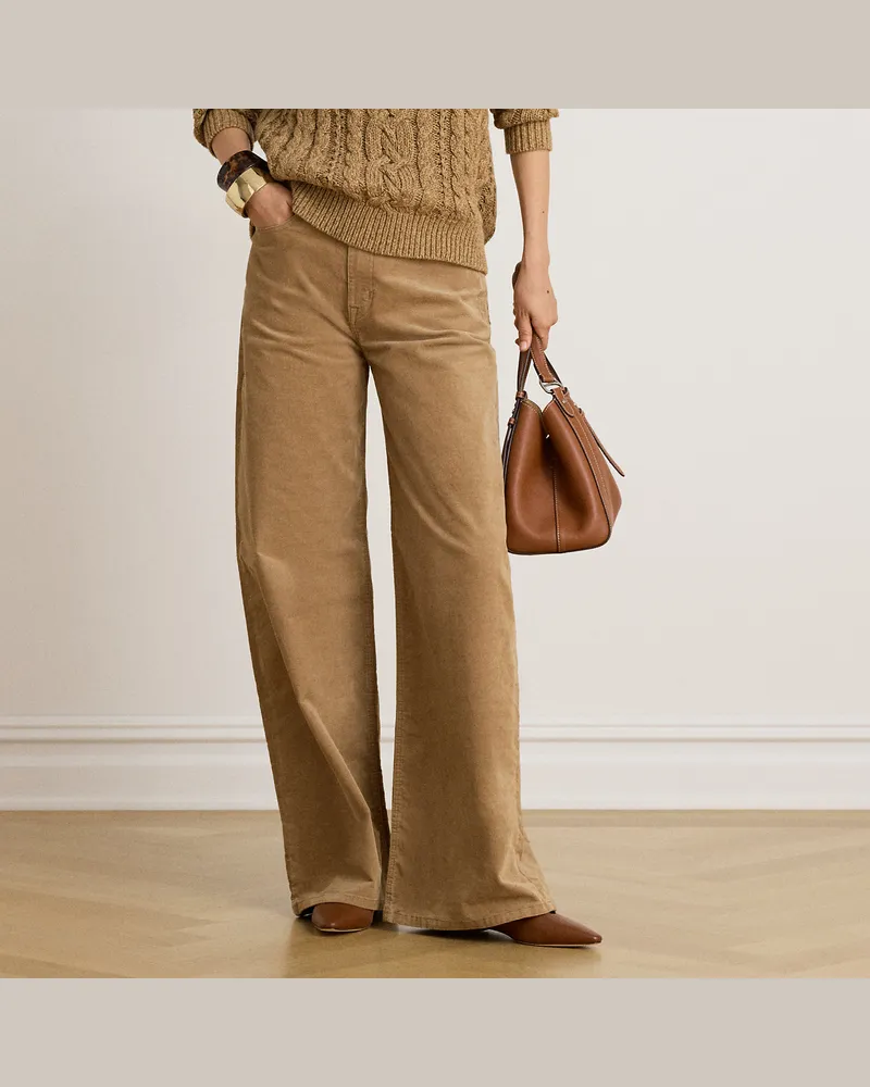 Ralph Lauren Kordsamthose mit besonders weitem Bein Tan