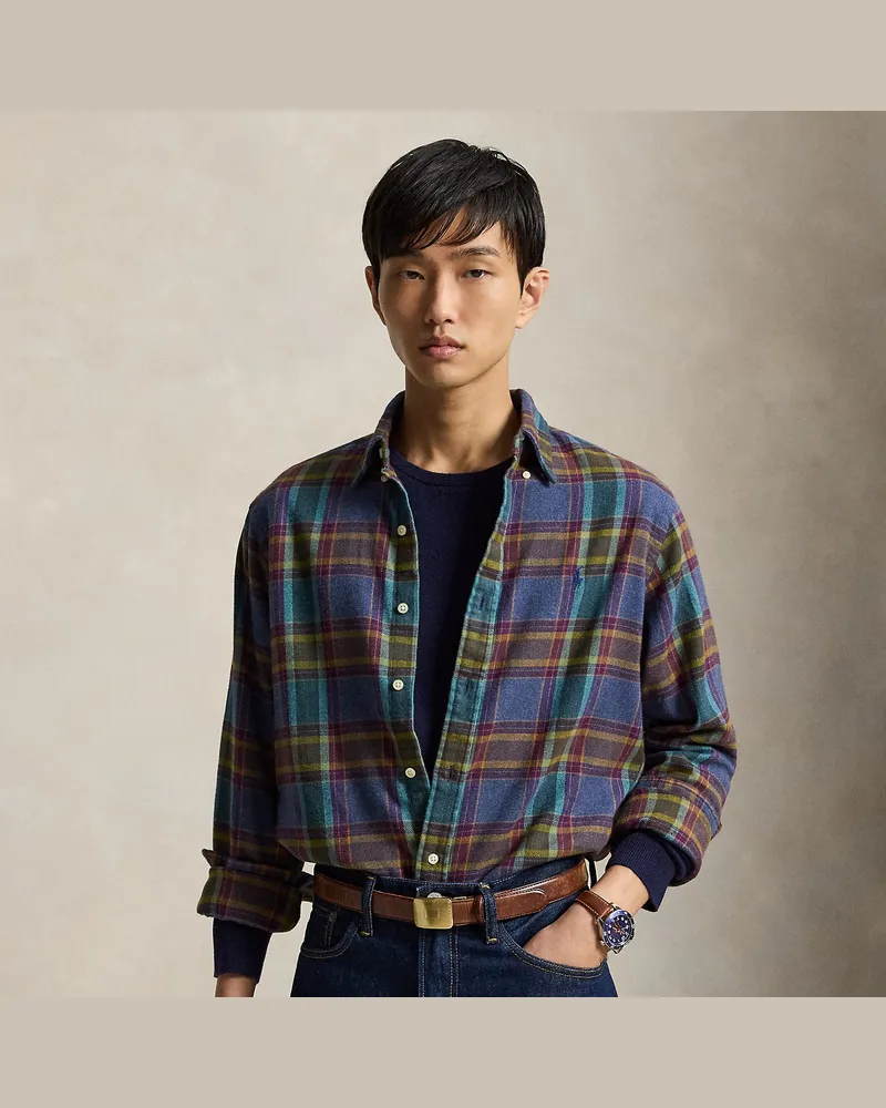 Ralph Lauren Kariertes Custom-Fit Flanellhemd Blue