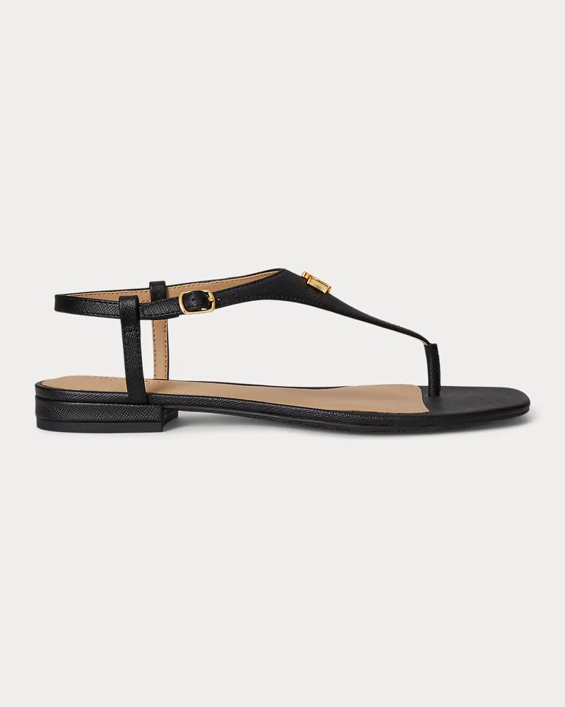 Ralph Lauren Schraffur-Ledersandale Everley II Black