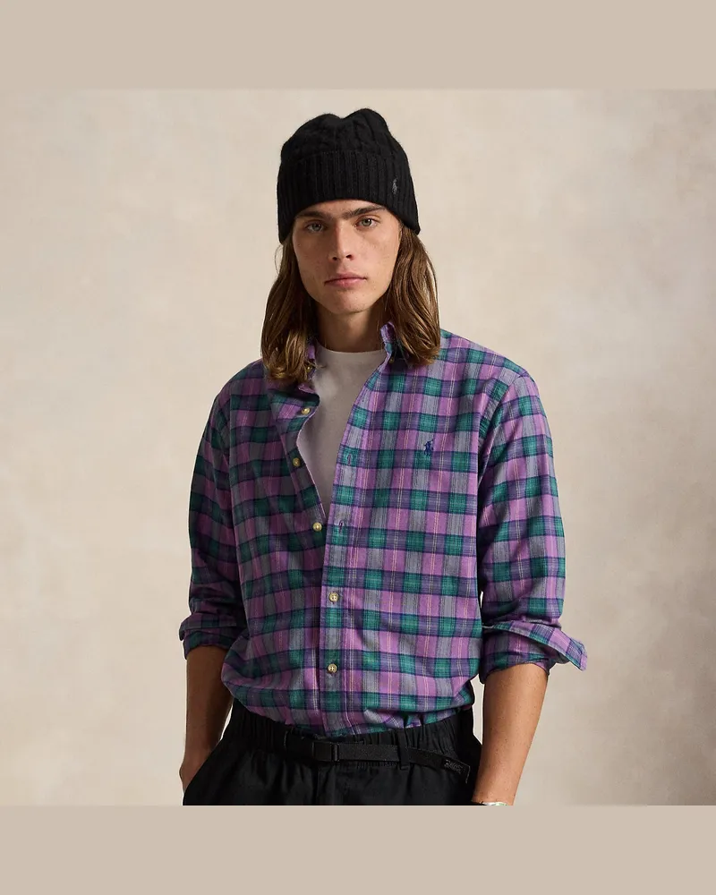 Ralph Lauren Kariertes Custom-Fit Oxfordhemd Purple