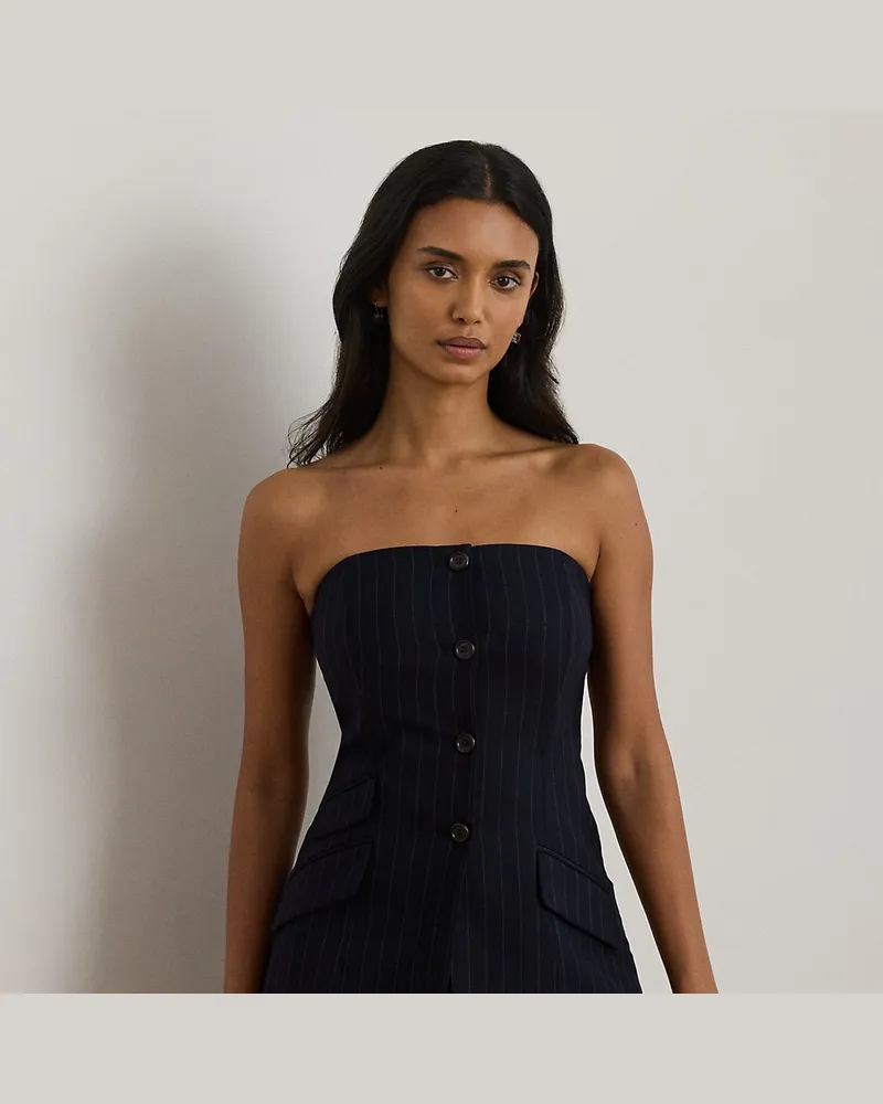 Ralph Lauren Twill-Bustier mit Nadelstreifen Blue