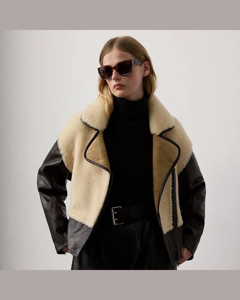 Ralph Lauren Bikerjacke Silvester aus Lammfell Cream