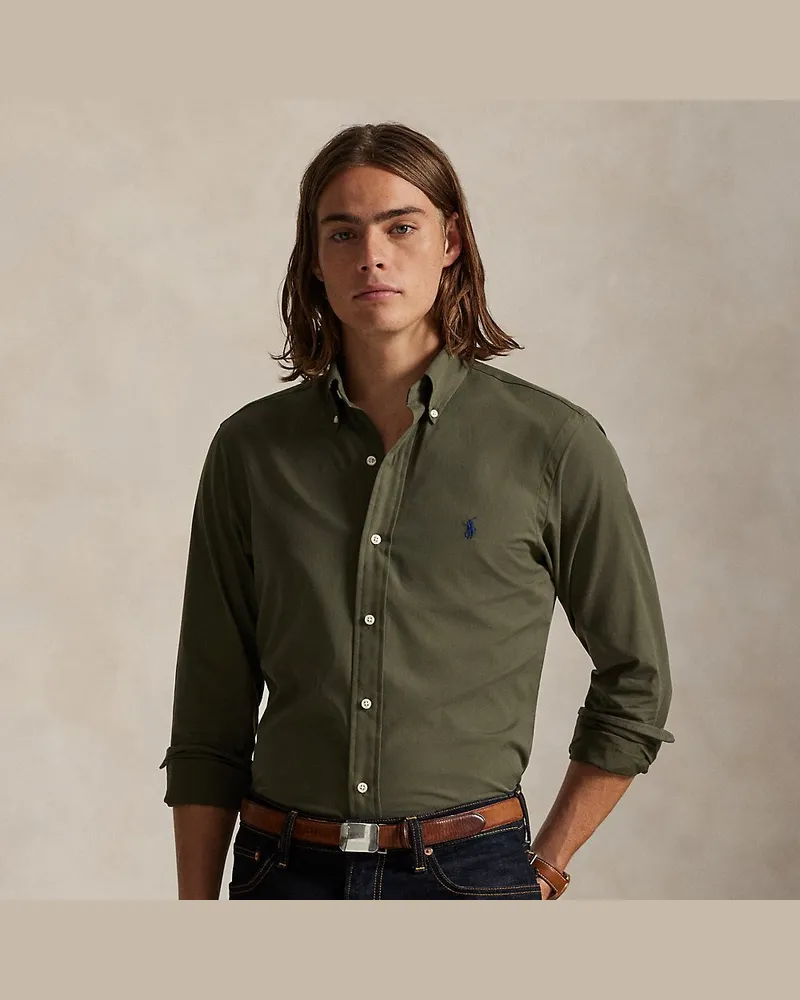 Ralph Lauren Custom-Fit Hemd aus angerautem Popeline Green