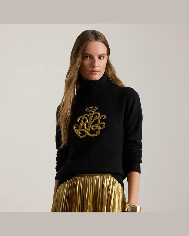 Ralph Lauren Rollkragenpullover mit gesticktem Logo Black