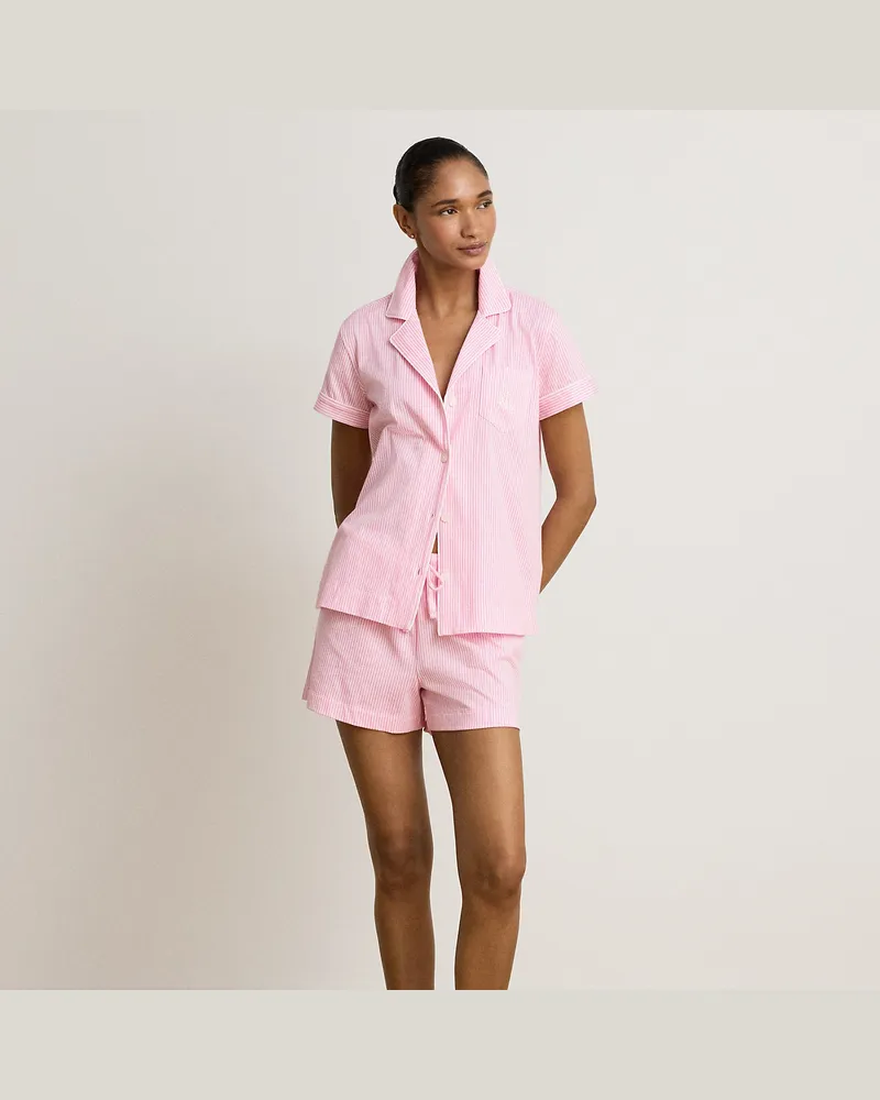 Ralph Lauren Kurzer Jersey-Pyjama mit Karomuster Pink