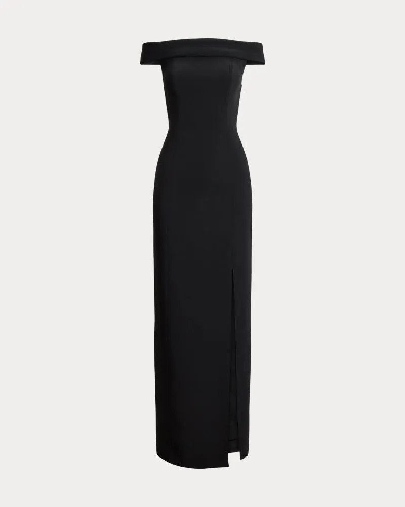 Ralph Lauren Schulterfreies Crêpe-Abendkleid Black
