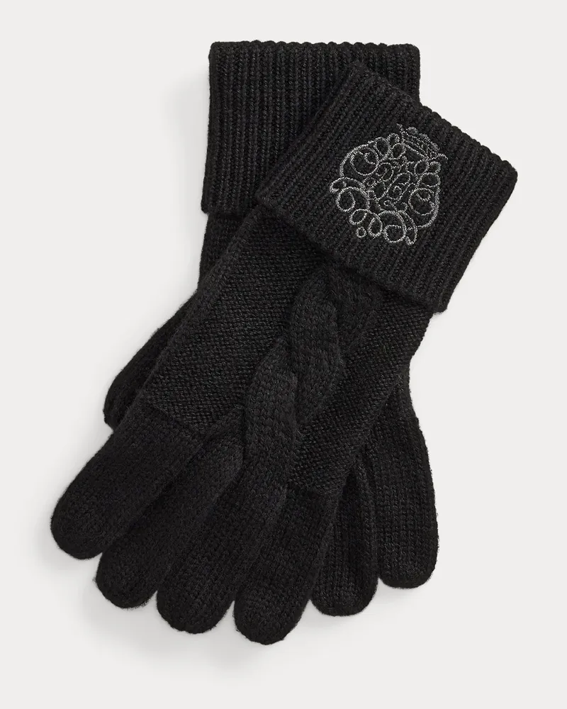 Ralph Lauren Strickhandschuhe mit Wappenstickerei Black