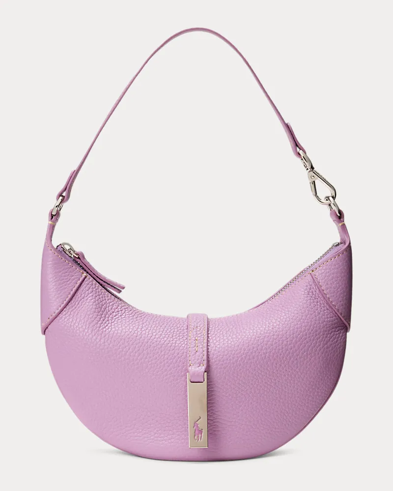 Ralph Lauren Mini-Schultertasche Polo ID aus Leder Purple