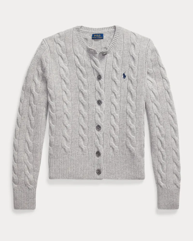 Ralph Lauren Woll-Kaschmir-Strickjacke mit Zopfmuster Multi