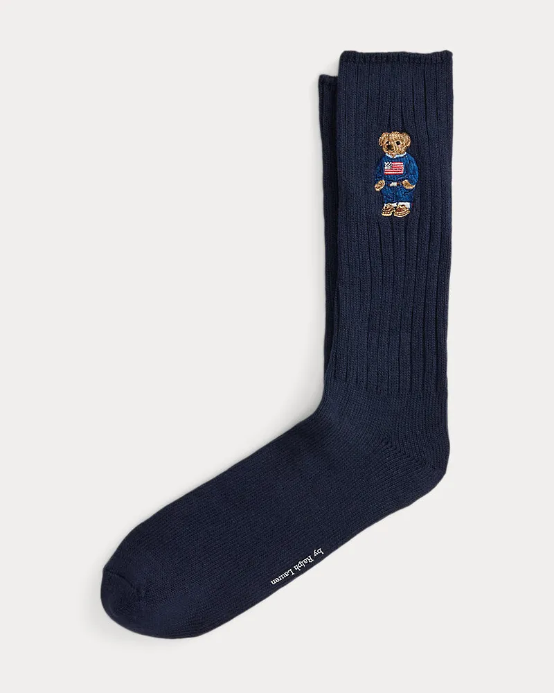 Ralph Lauren Crew-Socken mit Polo Bear Blue